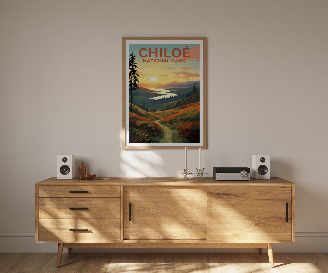 Chiloé National Park Chile Golden Sunset River Valley Poster - Image 2