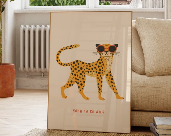 Born To Be Wild Cheetah Print Eclectic Nursery Wall Art Safari Animals Kids Room Decor Playroom Boys Room Prints Wall Art