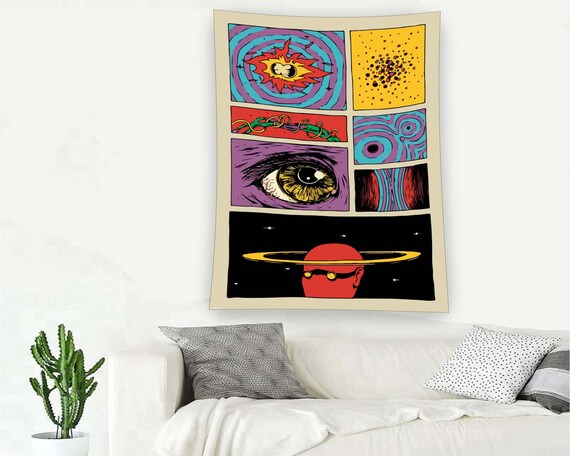 Trippy Psychedelic Comic Panels Eye Sun Swirl Surreal Pop Art Poster