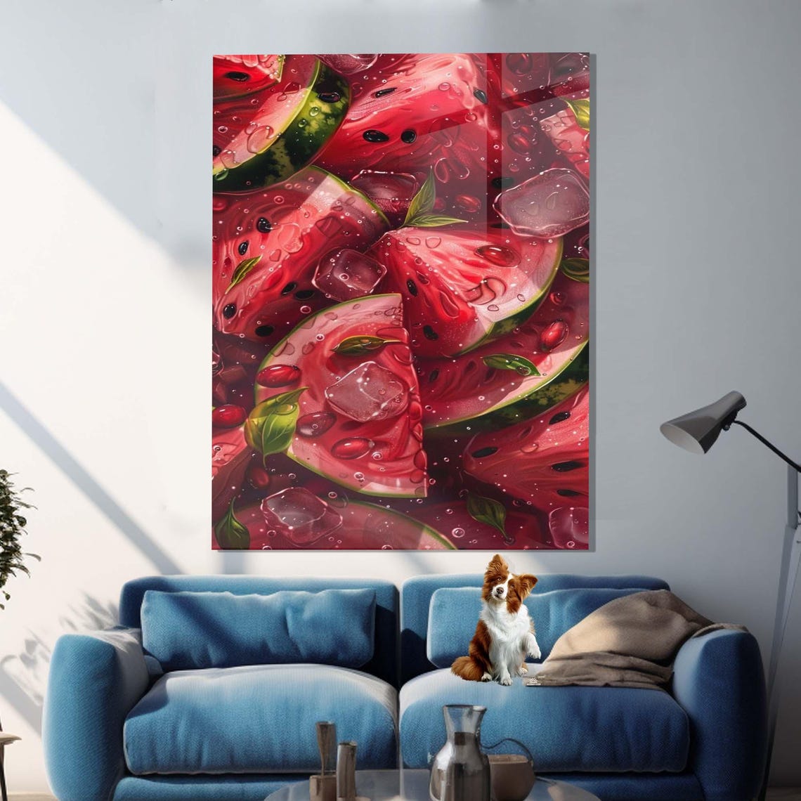 Fresh Watermelon Slices With Ice Summer Fruit Kitchen Wall Art - Image 3