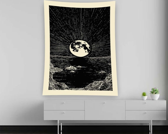 Moon Gothic Minimalist Art Print, Kids Room Decor