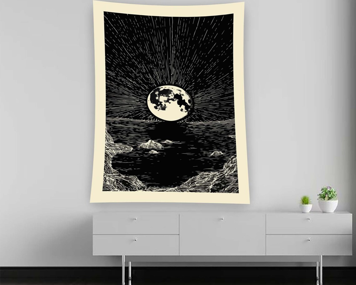 Moon Gothic Minimalist Art Print, Kids Room Decor