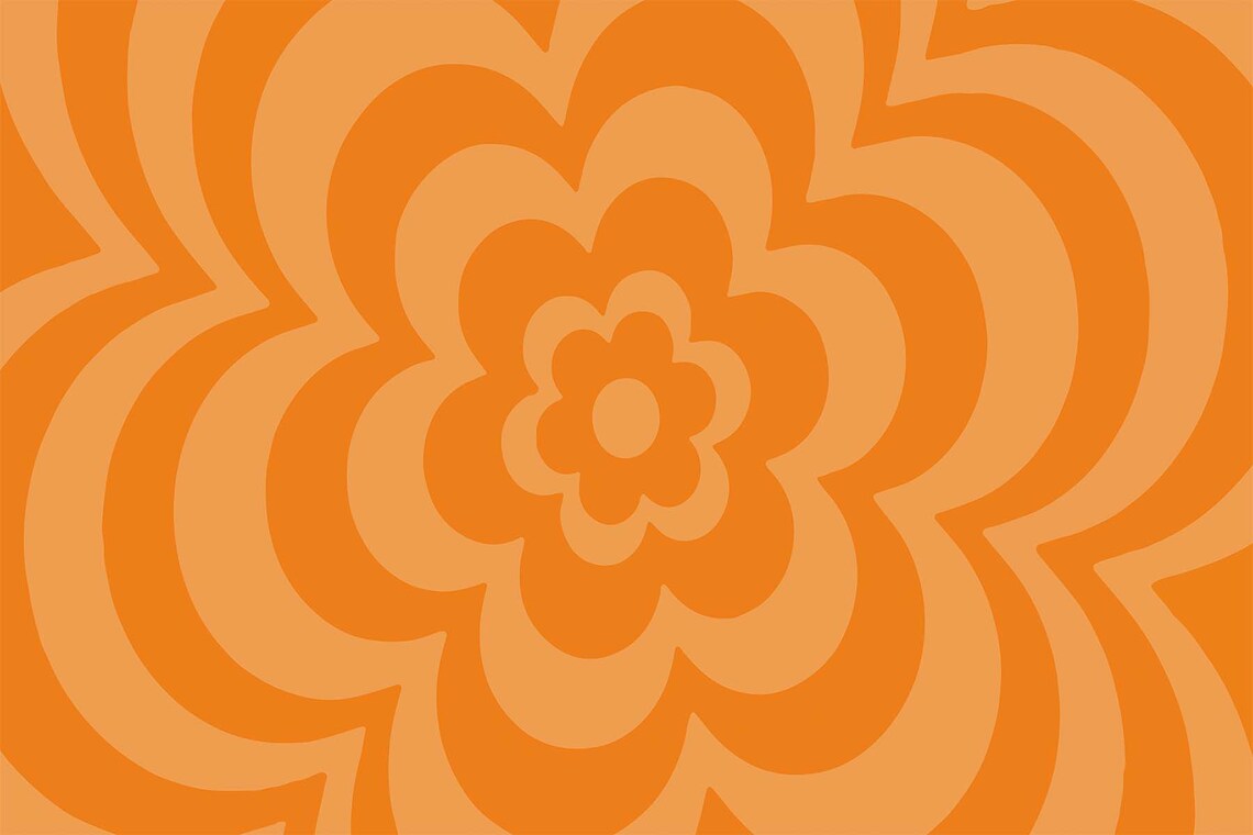 Orange Groovy Retro Flower 70s Psychedelic Swirl Hippie Daisy Wall Art - Image 3