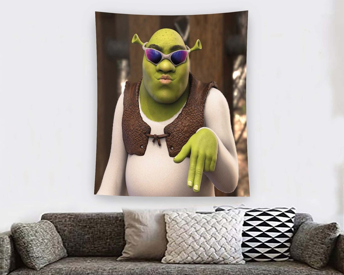 Shrek Sunglasses Funny Meme Character Cool Movie Tapestry Poster