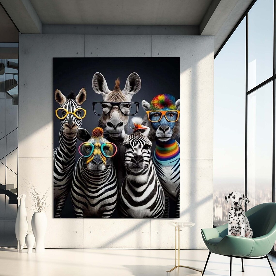 Zebra Floral Design, Luxury Tempered Glass Wall Art Print - Image 2