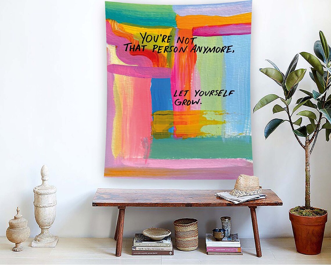 Inspirational Growth Quote Colorful Abstract Paint Motivational Poster