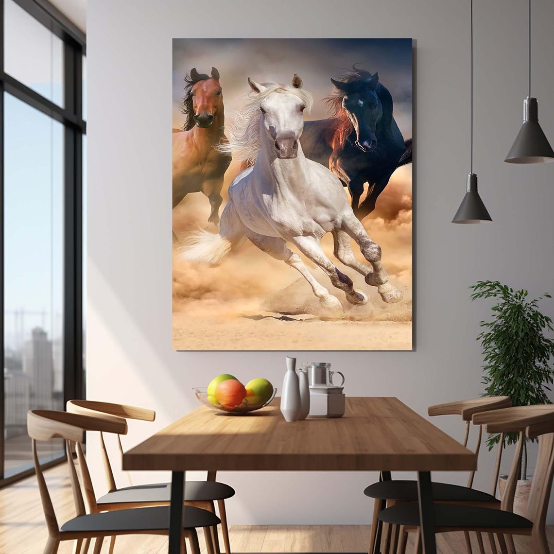 Galloping Horses Trio Wild Desert Dust Motion Dramatic Art Poster - Image 2
