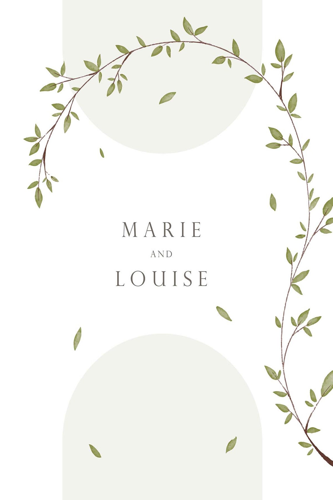 Marie And Louise Wedding Names Botanical Arch Elegant Couple Wall Art - Image 3