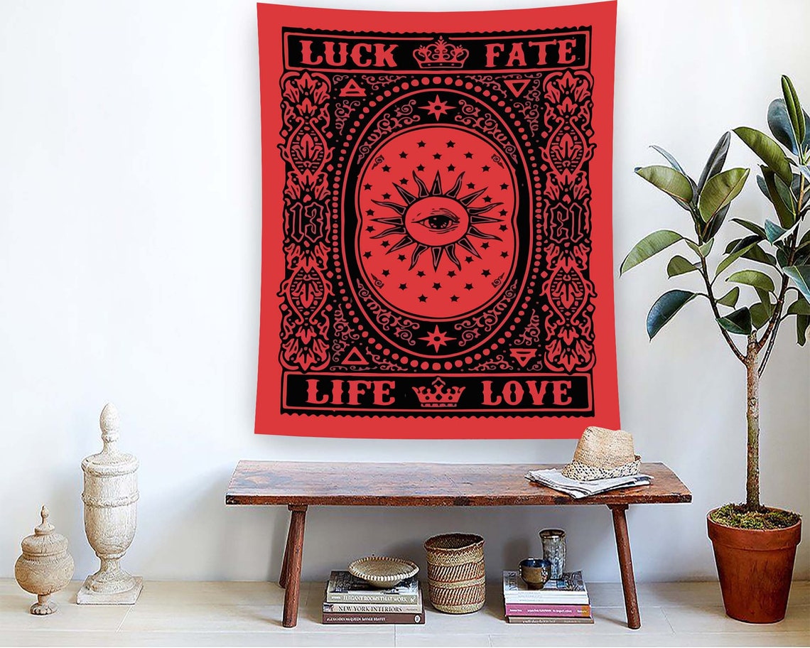 Luck Fate Life Love Tarot All Seeing Eye Red Gothic Mystic Wall Art - Image 2