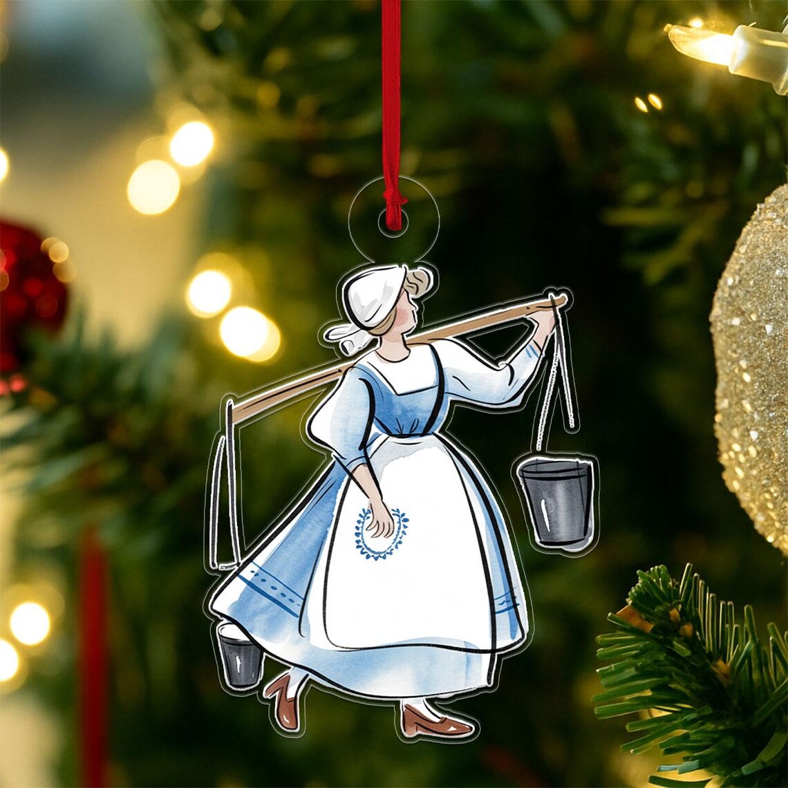 Personalized Dutch Girl Christmas Ornament Print Milkmaid Tree Gift Keepsake