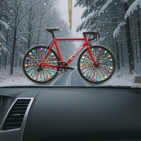 Personalized Bicycle Christmas Ornament Custom Name Road Bike Wall Art