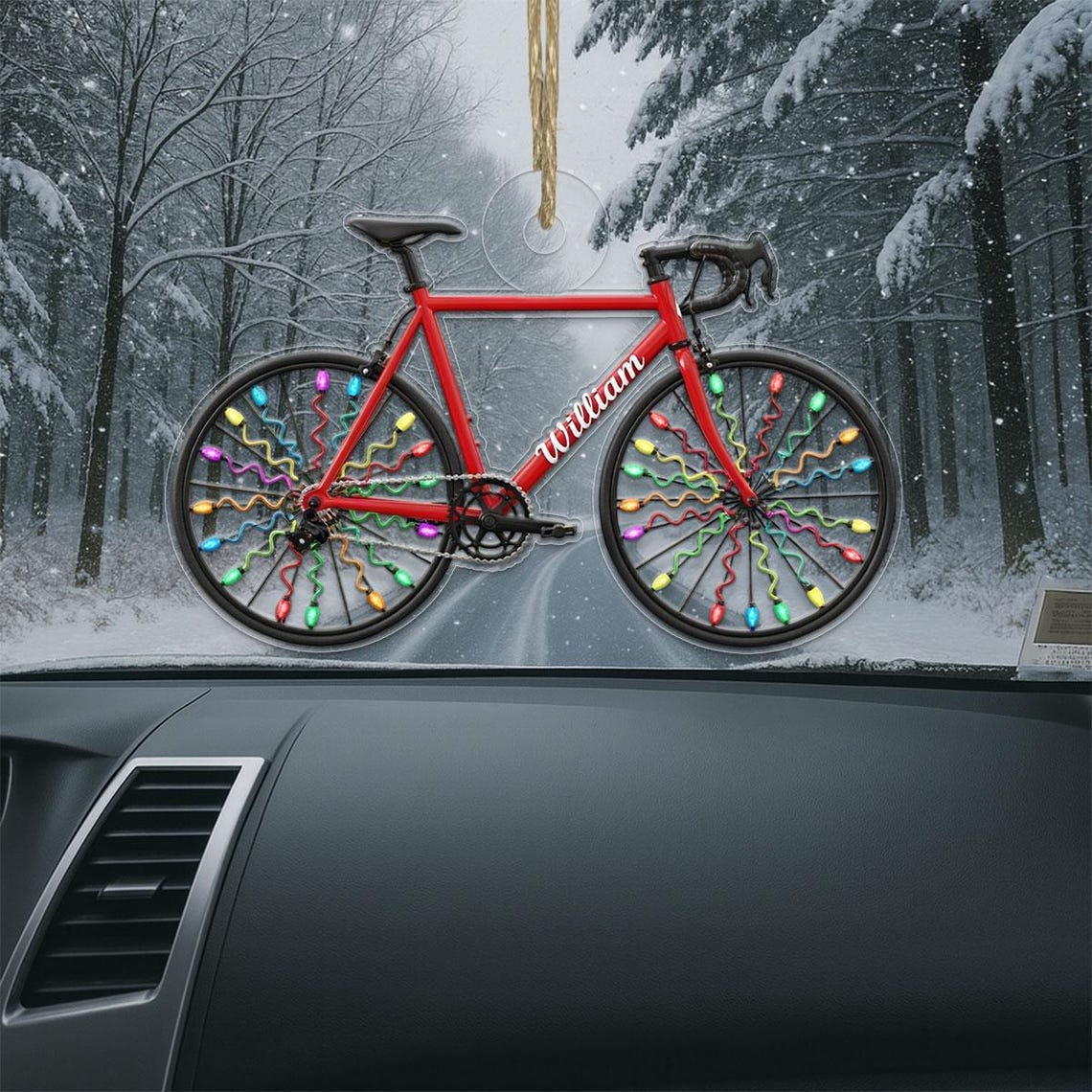 Personalized Bicycle Christmas Ornament Custom Name Road Bike Wall Art