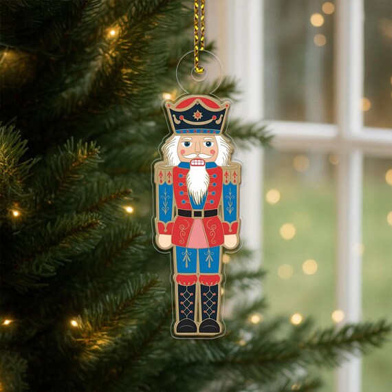Classic Nutcracker Soldier Red Blue Uniform Christmas Ornament Poster