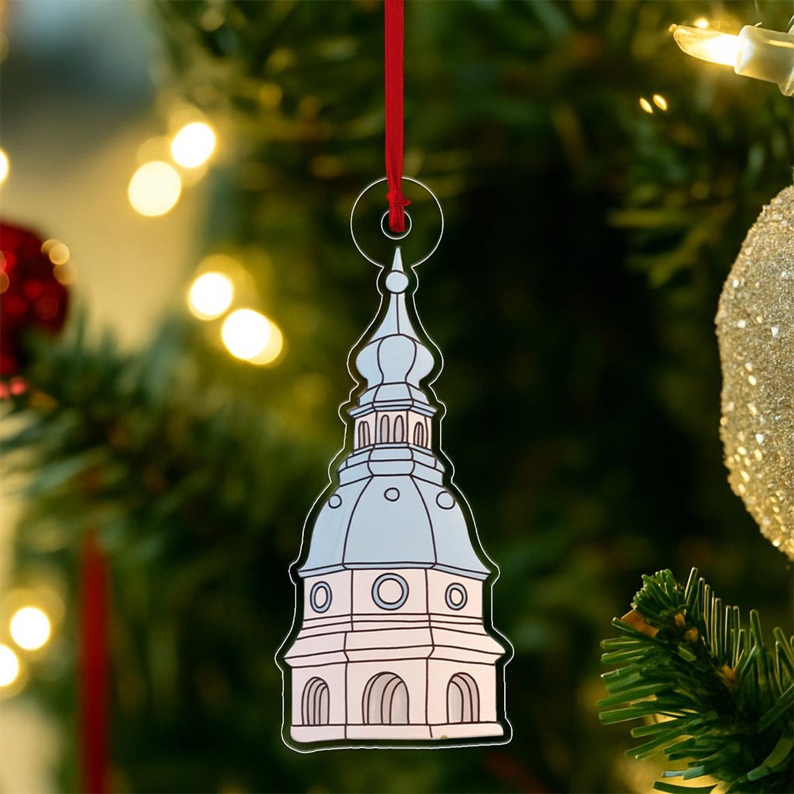 Pink State Capitol Dome Acrylic Ornament Poster Christmas Tree Decor