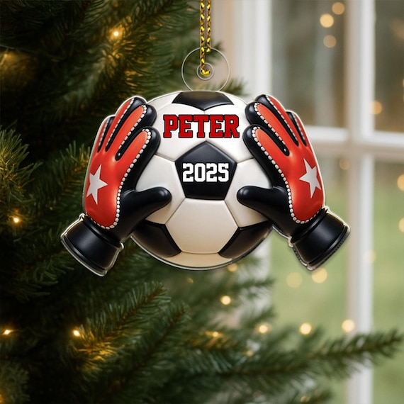 Personalized Goalkeeper Soccer Christmas Ornament PETER 2025 Gloves Print Gift
