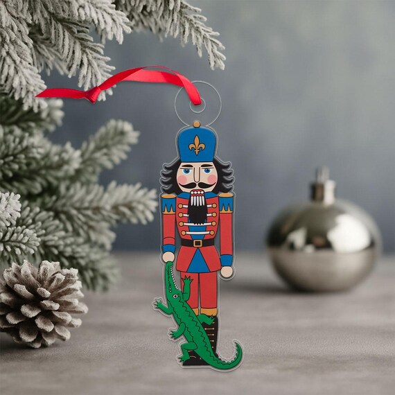 Nutcracker Soldier Green Alligator Funny Christmas Ornament Poster