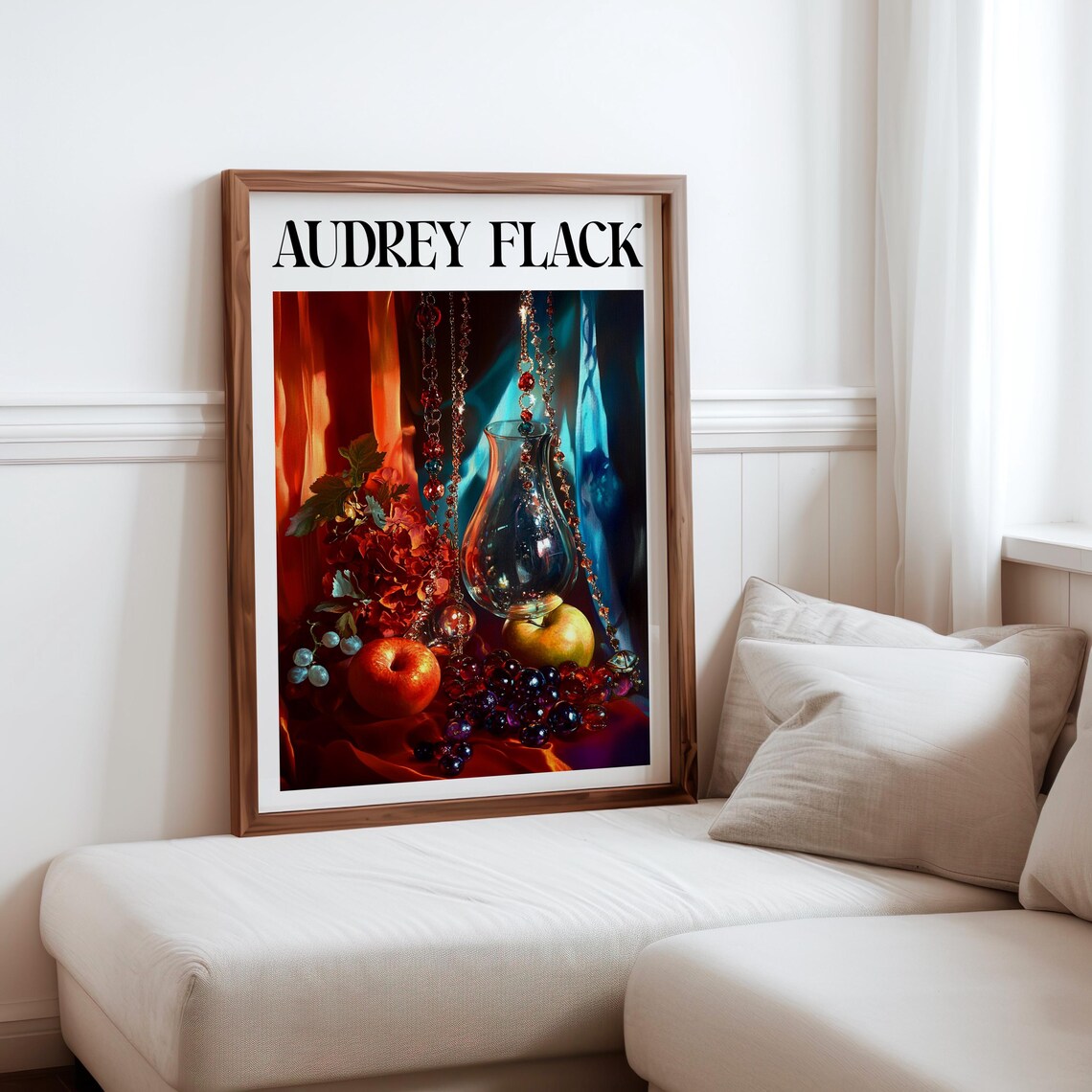 Audrey Flack Hanging Chains Carafe Apples Grapes Still Life Art Print