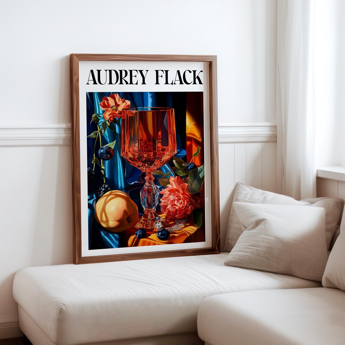 Audrey Flack Amber Goblet Dahlia Peach Still Life Fiery Glow Print