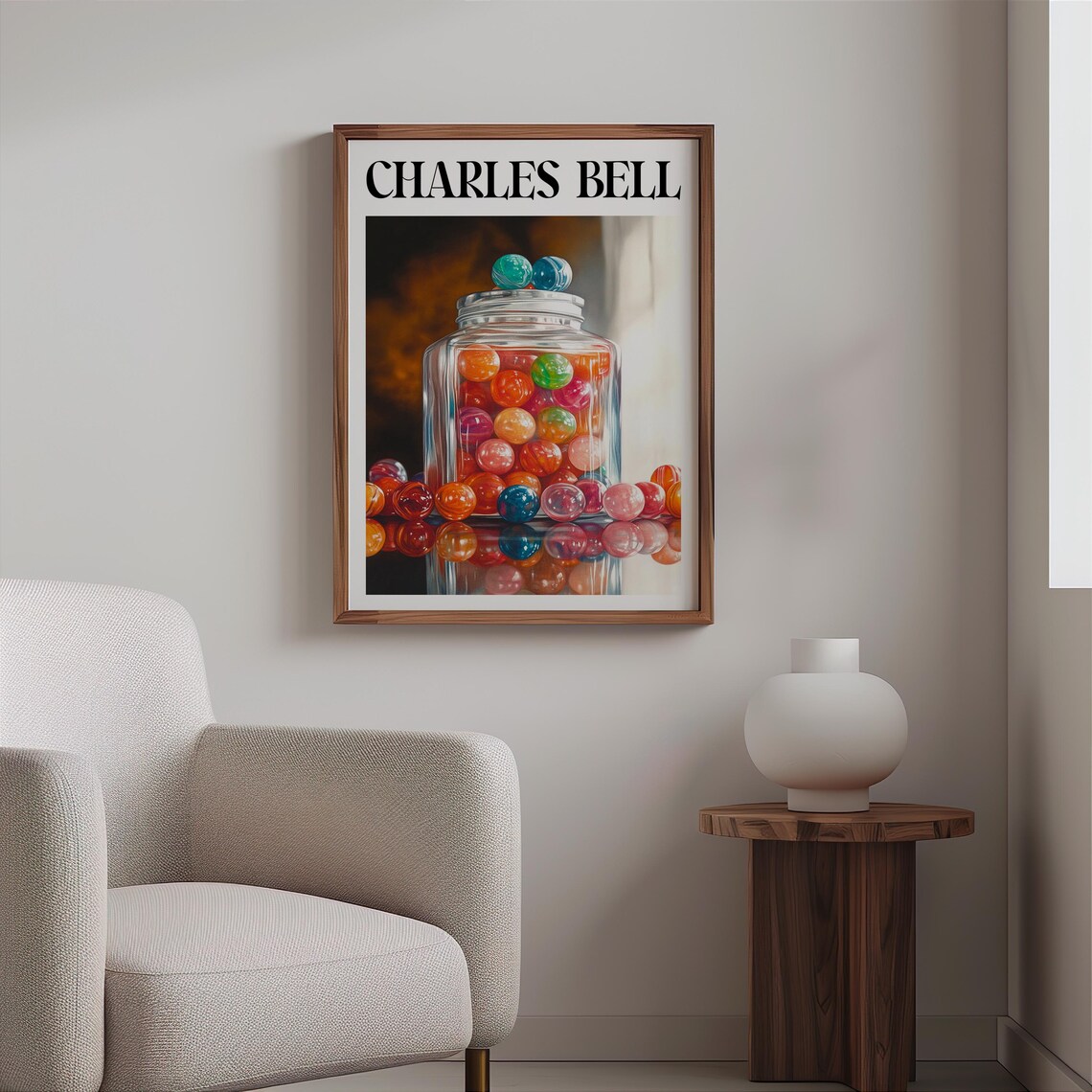 Charles Bell Gumball Jar Dark Background Photorealism Art Poster - Image 2