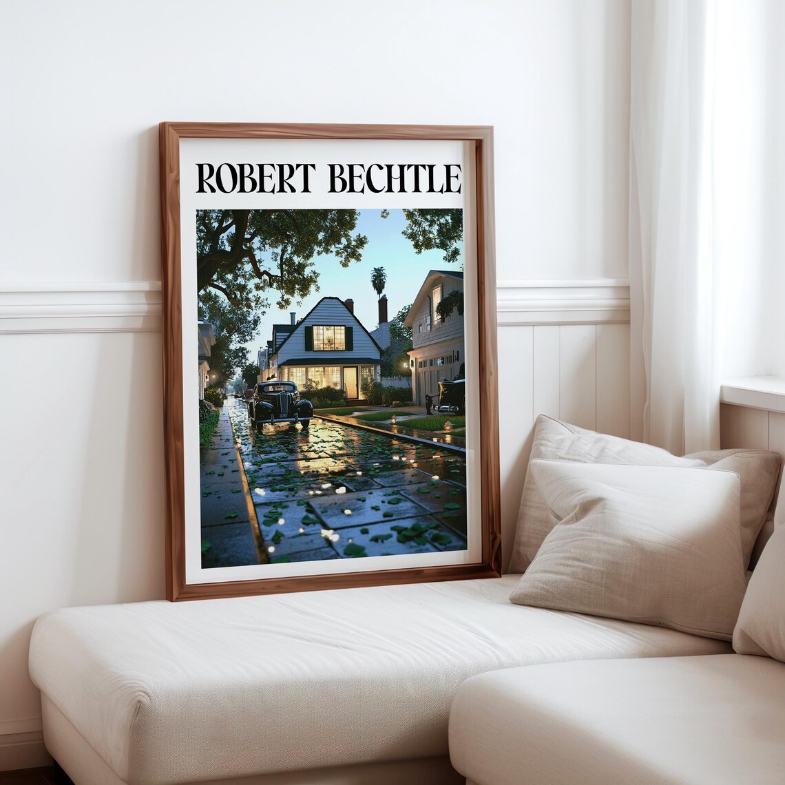 Robert Bechtle Rainy Evening Street Vintage Car Wet Reflections Poster