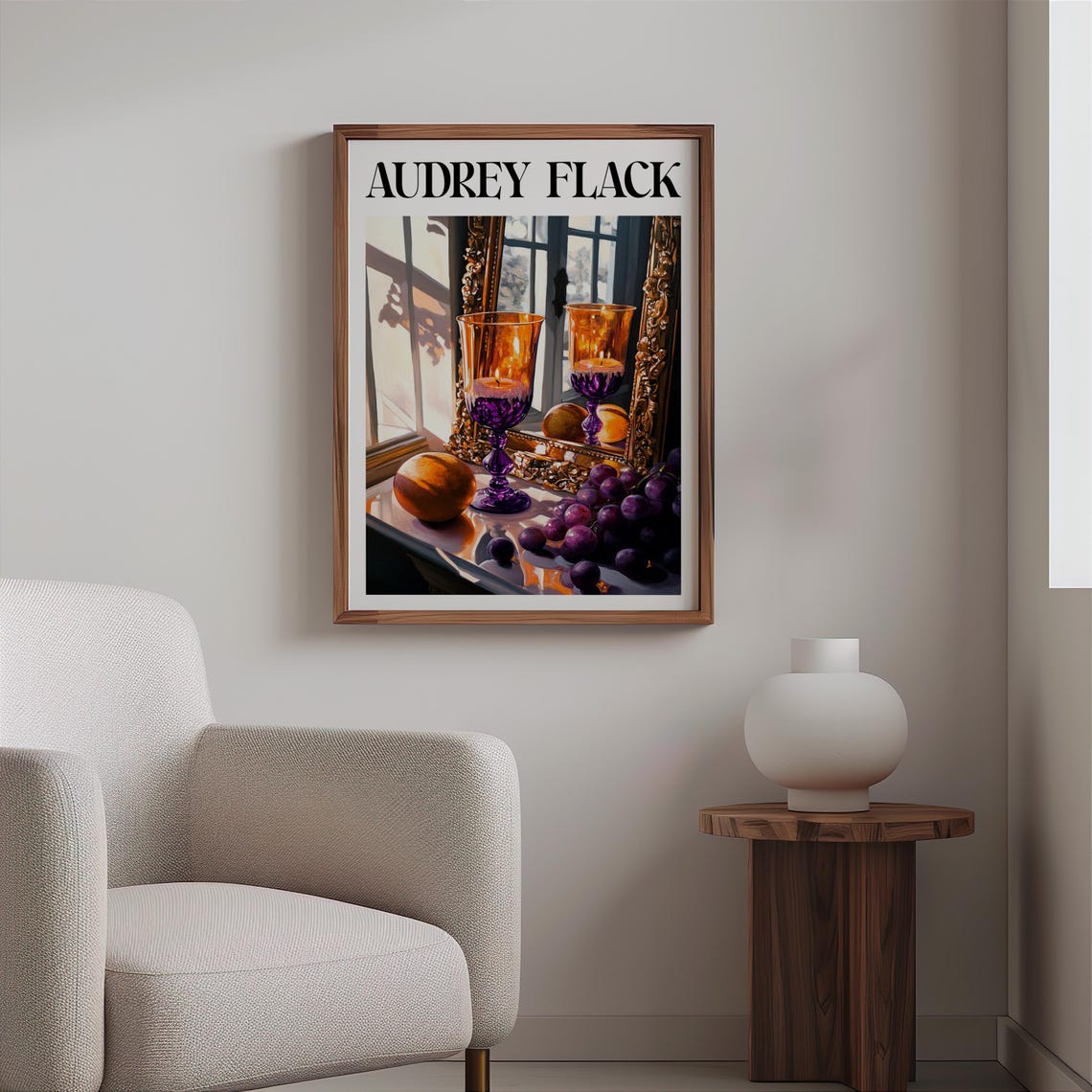Audrey Flack Inspired Purple Amber Glass Goblets Grapes Poster - Image 2