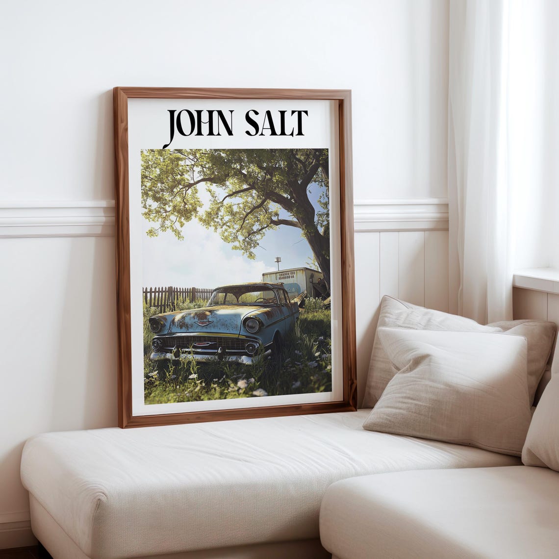 John Salt Inspired Photorealistic Abandoned Car Art Poster Echoes Of The Past Vintage Americana Photorealistic Abandoned Car Print