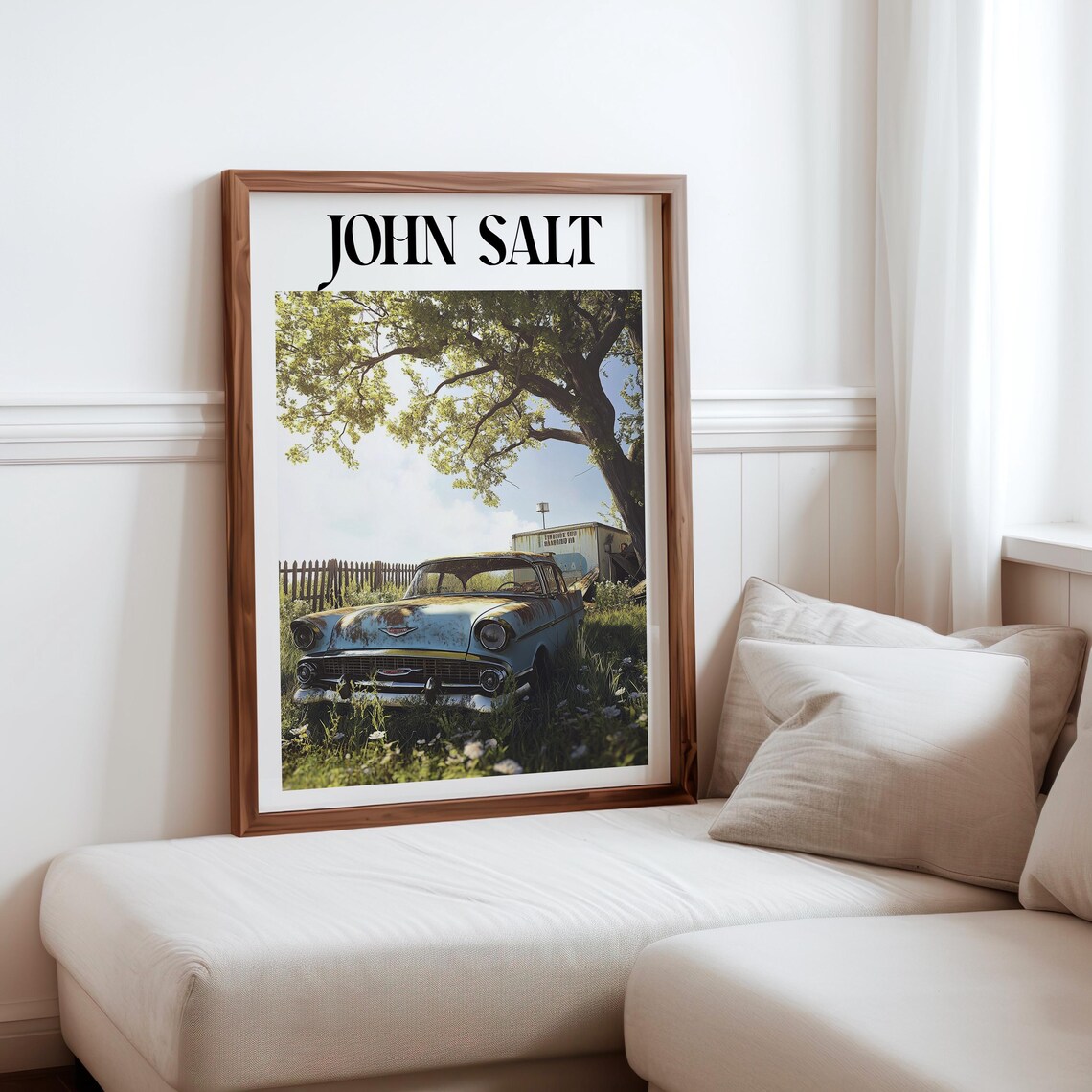 John Salt Inspired Rusty Vintage Sedan Field Under Oak Tree Art Print