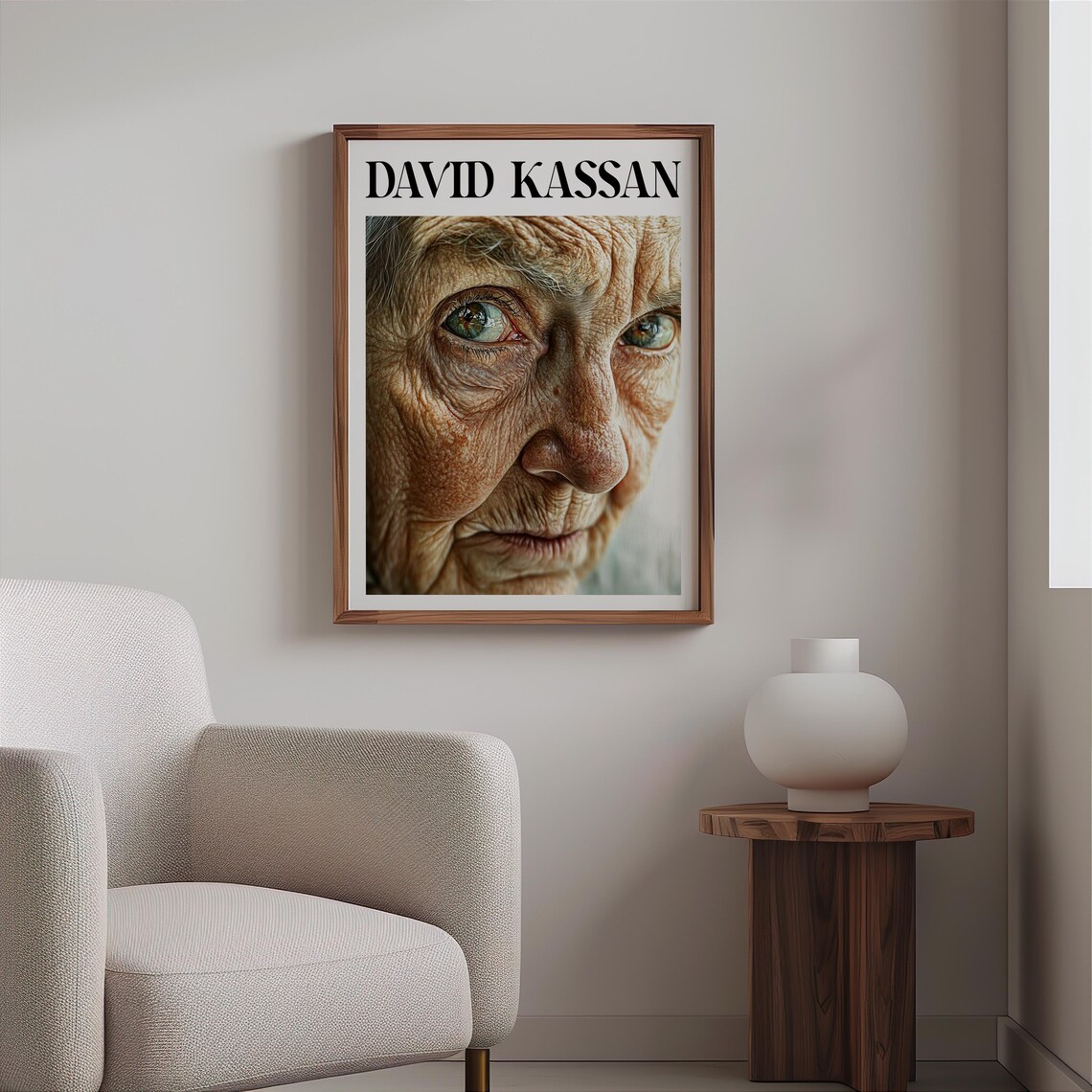 David Kassan Style Old Woman Gaze Photorealistic Portrait Wall Poster - Image 2