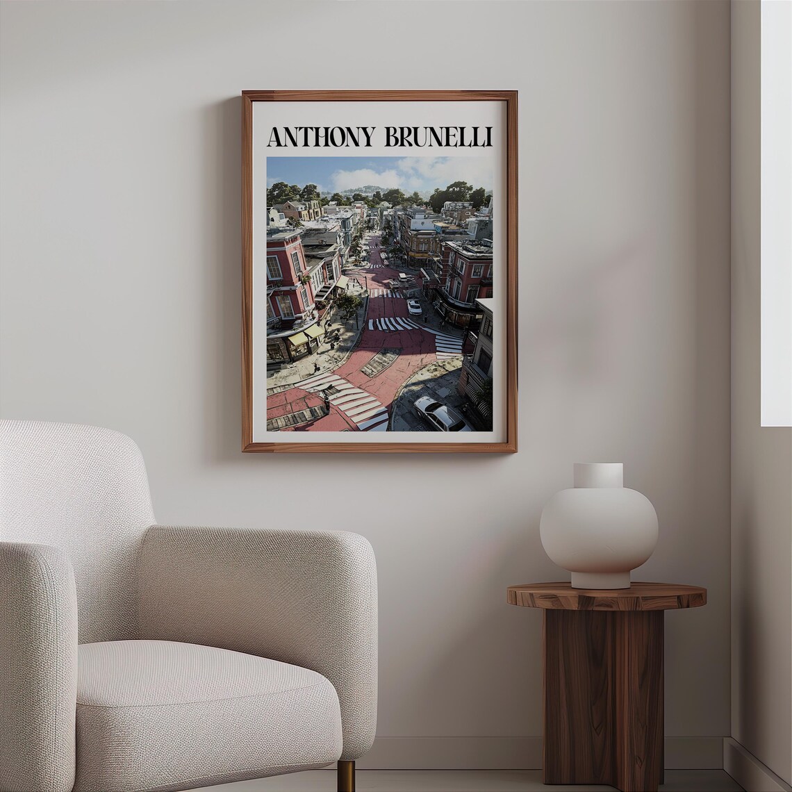 Anthony Brunelli Inspired Aerial City Street Pink Crosswalks Art Print - Image 2