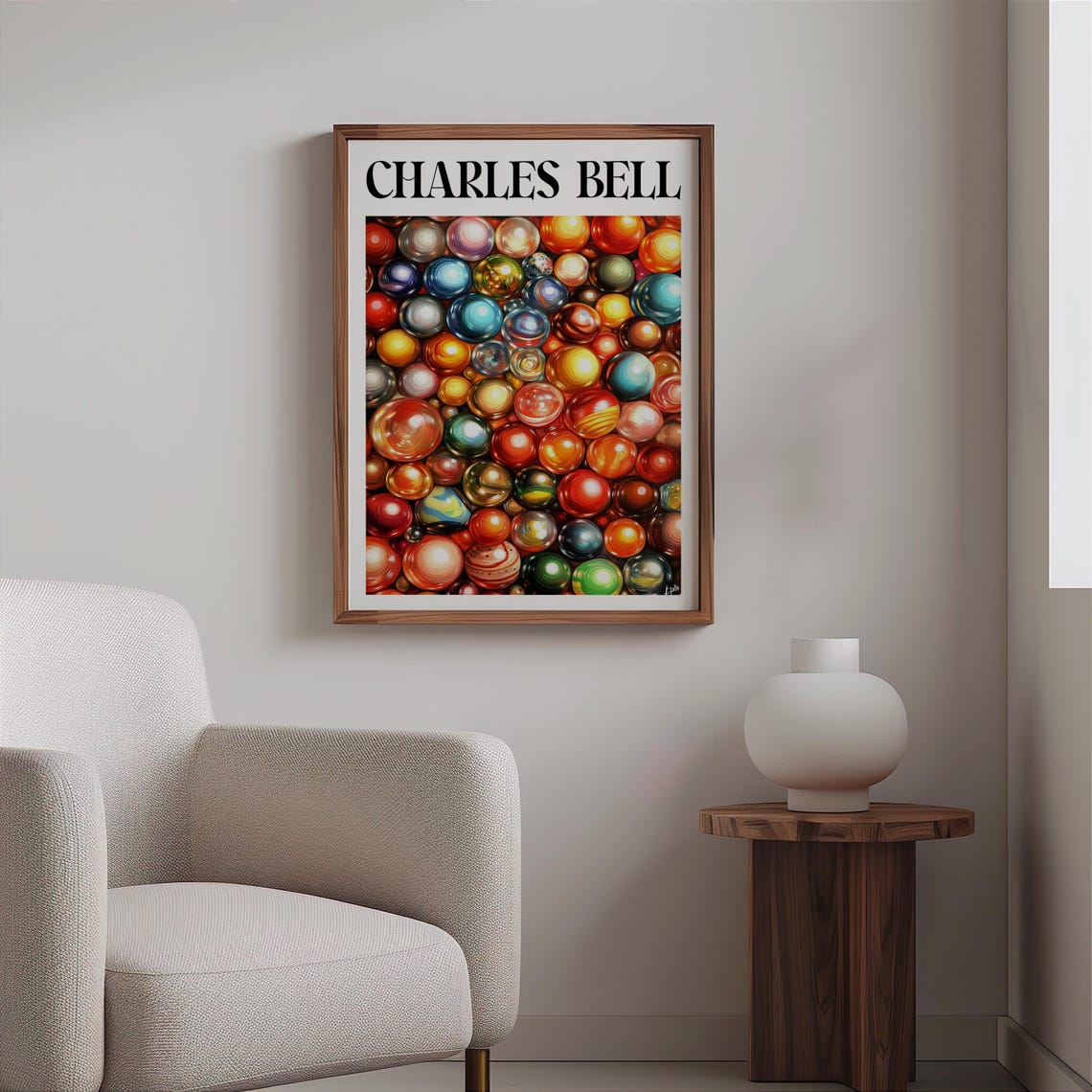 Charles Bell Dense Colorful Mini Marbles Field Hyperrealism Art Poster - Image 2