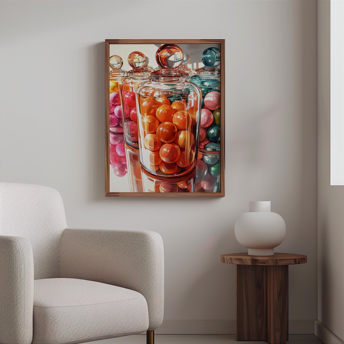 Three Apothecary Jars Colorful Gumballs Ball Stoppers Candy Poster - Image 2