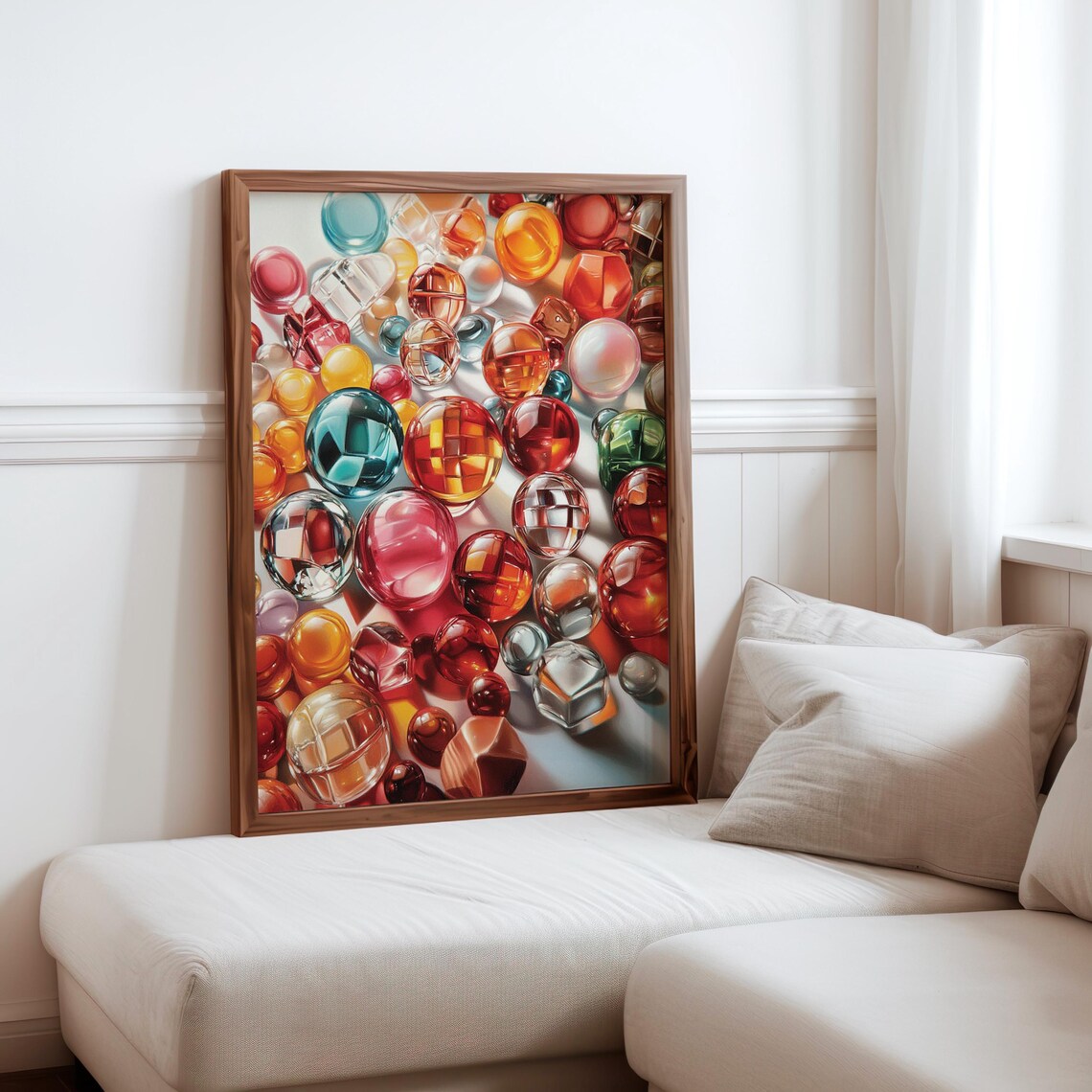 Faceted Crystal Gems Cut Glass Marbles Jewels Photorealism Poster
