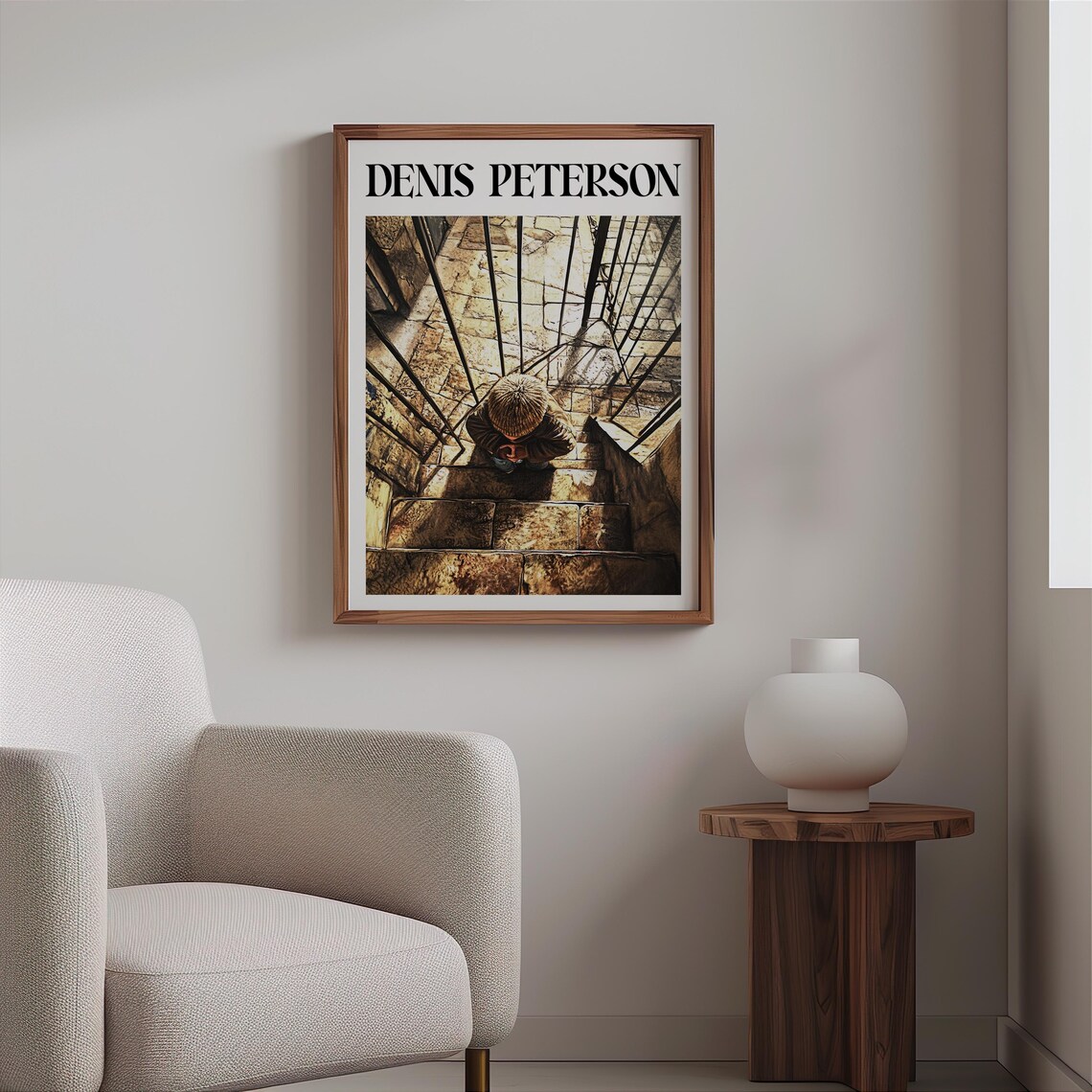 Denis Peterson Person on Fire Escape Stairs Above View Painting Poster - Image 2