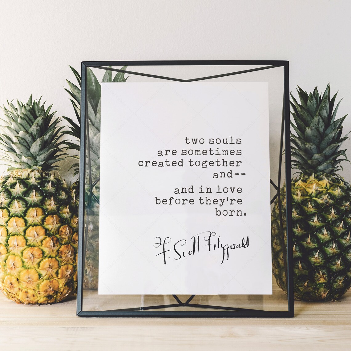 F Scott Fitzgerald Two Souls Created Together Love Quote Poster Print - Image 2