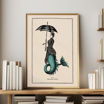 Vintage Surreal Print Surreal Collage Gothic Wall Print Vintage Seahorse Print Steampunk Wall Print