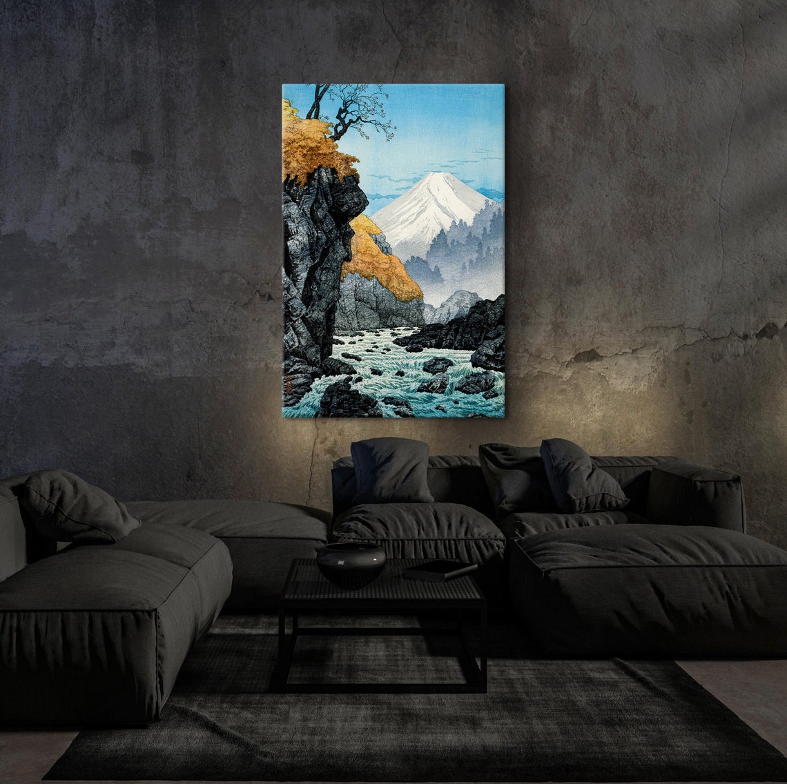 Mount Fuji Foot Of Mount Ashitaka Rapids Autumn Woodblock Poster - Image 4