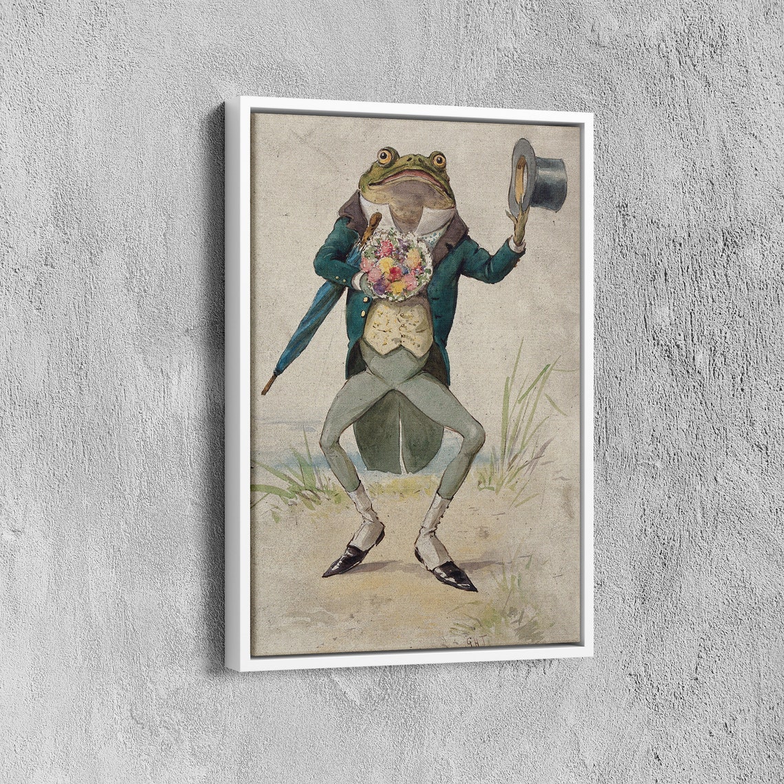Dapper Frog Gentleman In Tuxedo Top Hat Bouquet Vintage Poster - Image 6