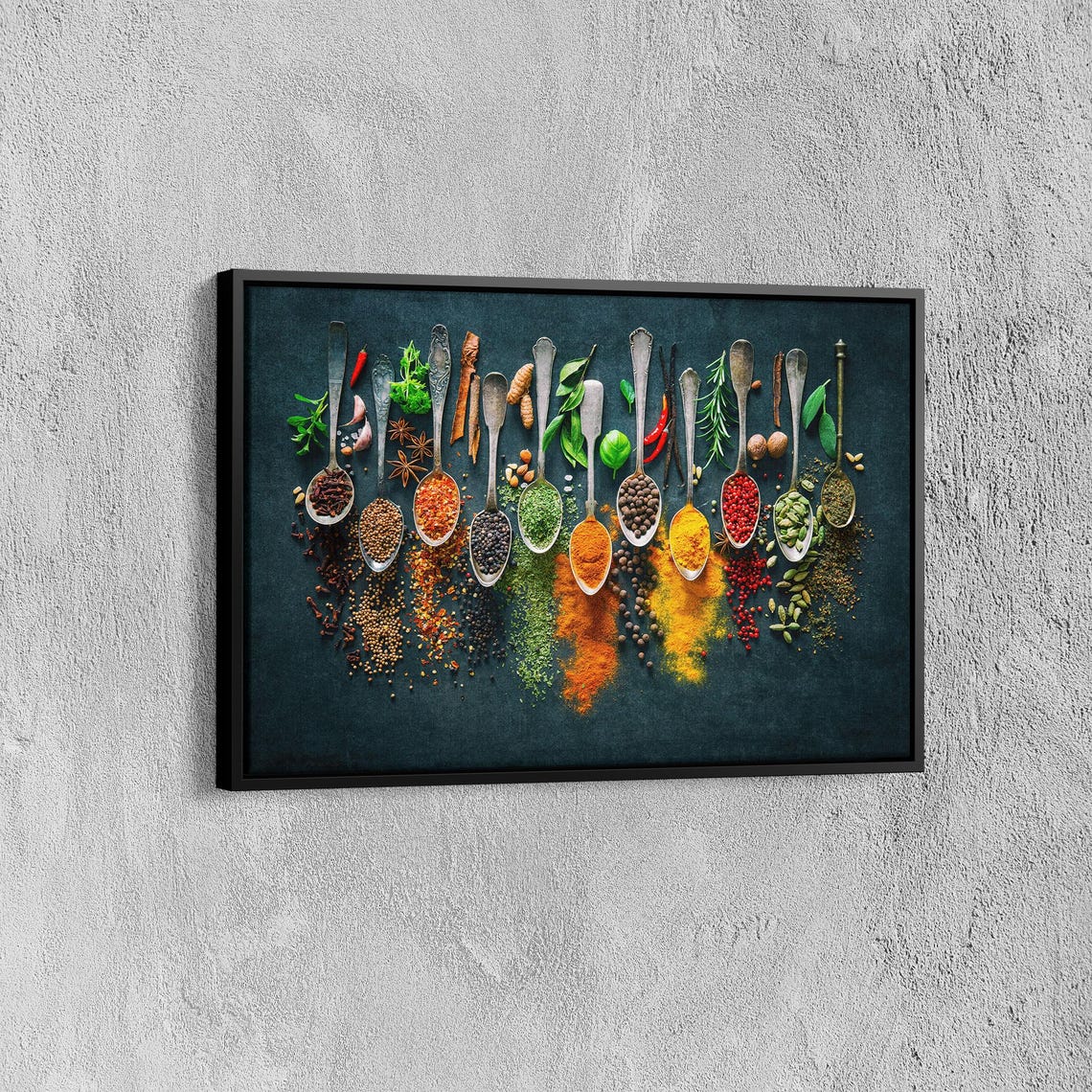 Colorful Spices In Silver Spoons Rustic Kitchen Decor Art Poster - Image 7