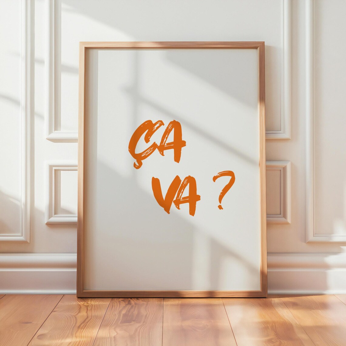 Ca Va French Typography Orange Brush Minimalist Gallery Print