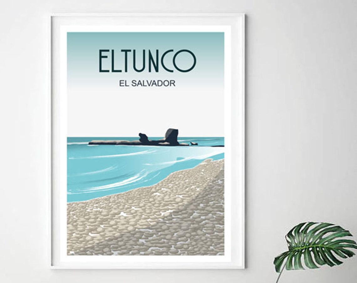 El Tunco El Salvador Beach Surf Rock Ocean Waves Travel Poster