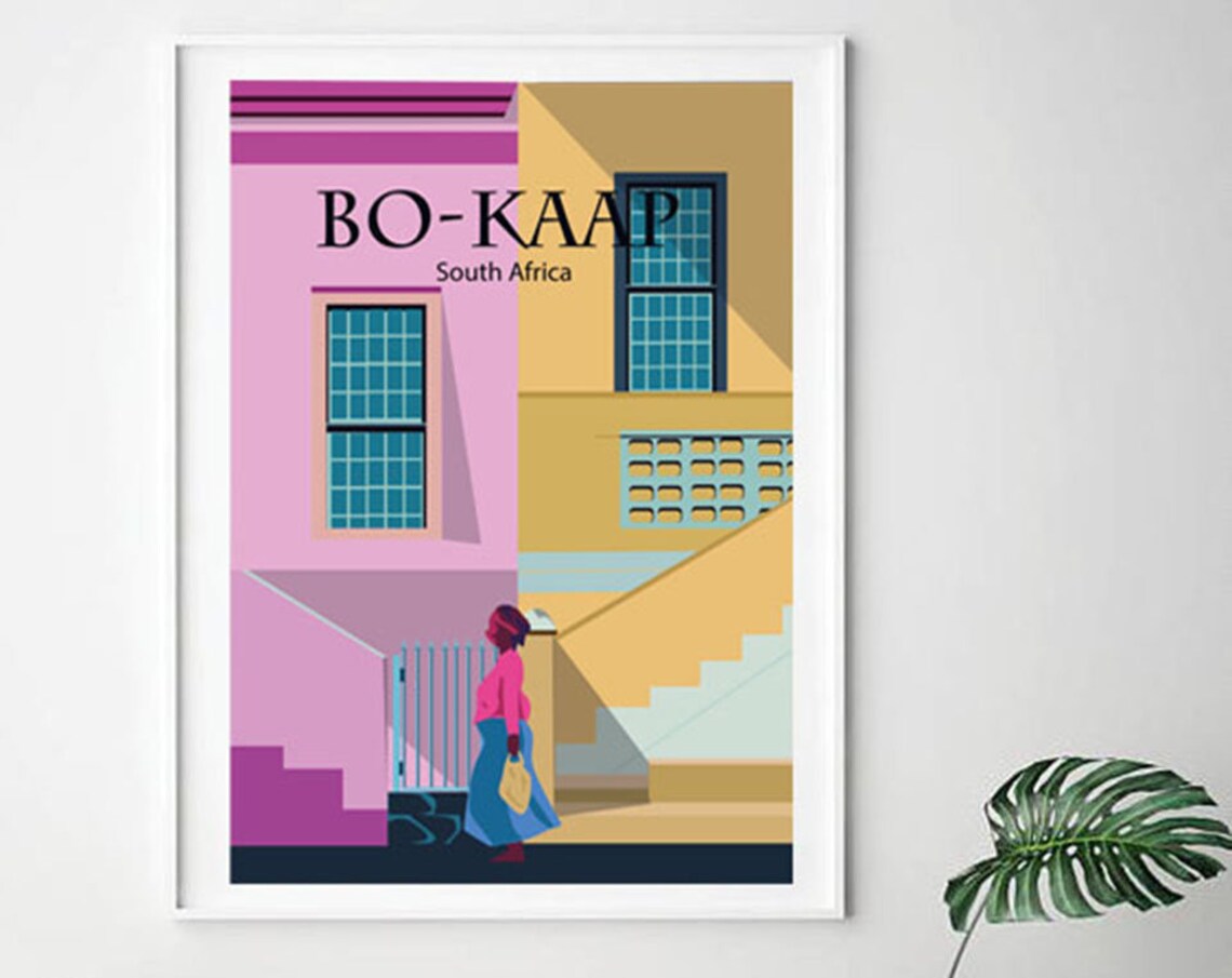 Bo-Kaap Cape Town Colorful Houses Street Scene Travel Poster