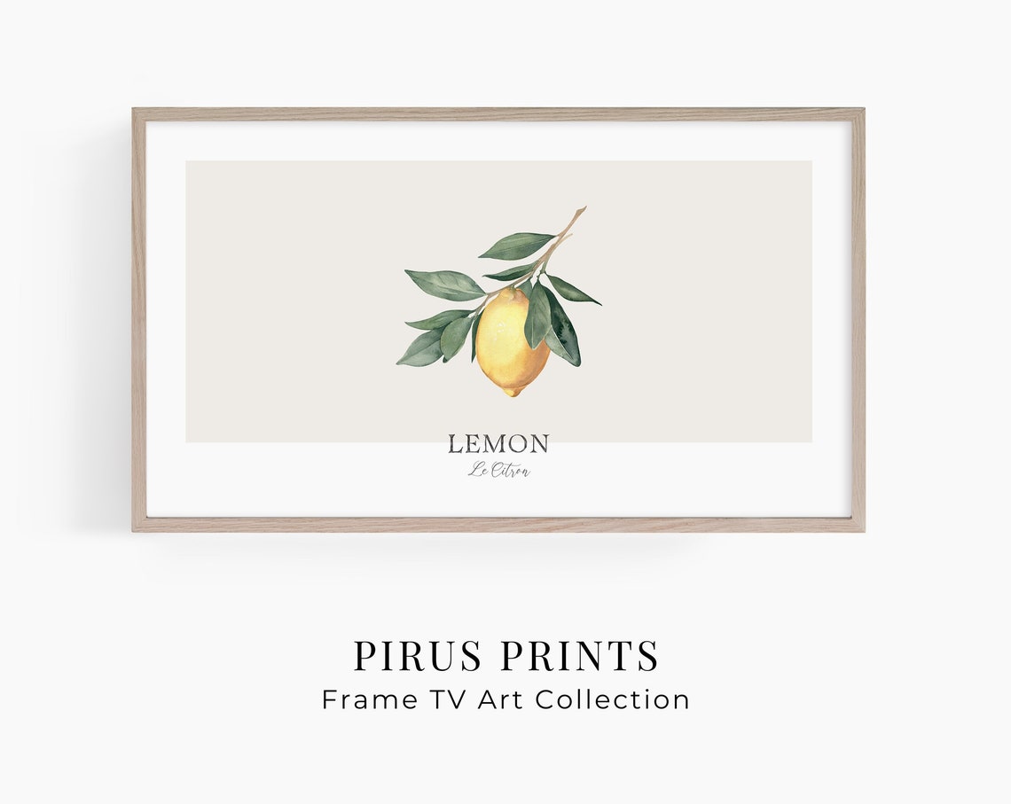 Sunny Watercolor Lemon Branch Mediterranean Frame TV Kitchen Wall Art