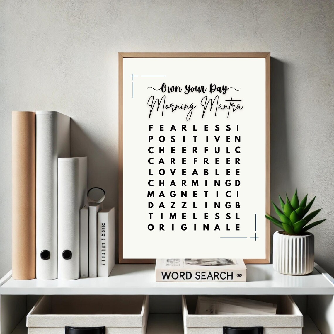Own Your Day Morning Mantra Word Search Daily Affirmation Wall Poster - Image 3