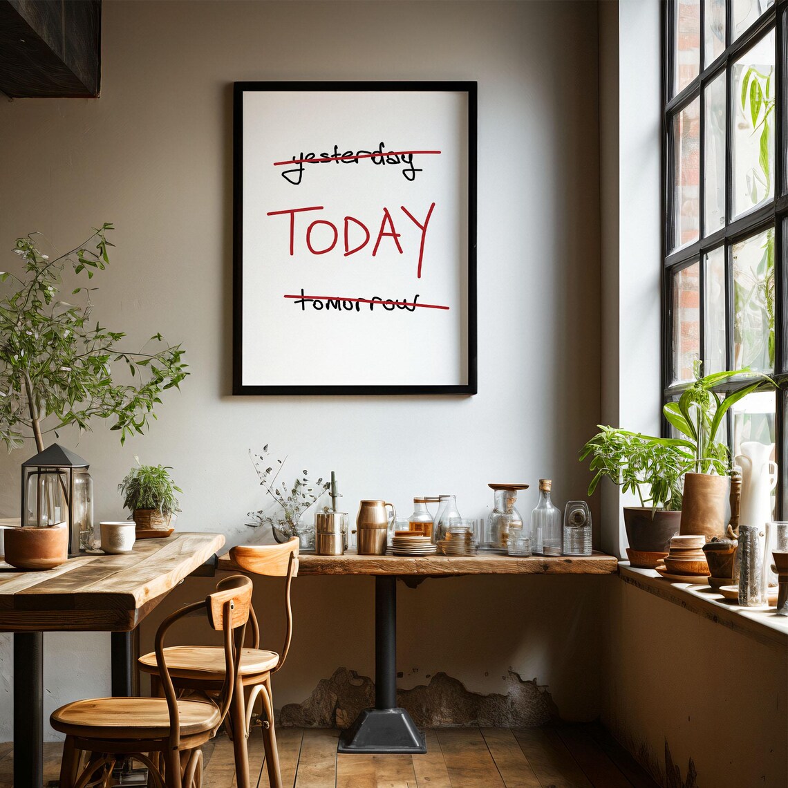 Today Mindfulness Quote Crossed Out Yesterday Tomorrow Art Poster - Image 4