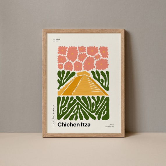 Chichen Itza Poster Chichen Itza Print Mexico Print Mexico Poster Chichen Itza Travel Chichen Itza Artwork Mexico Wall Art