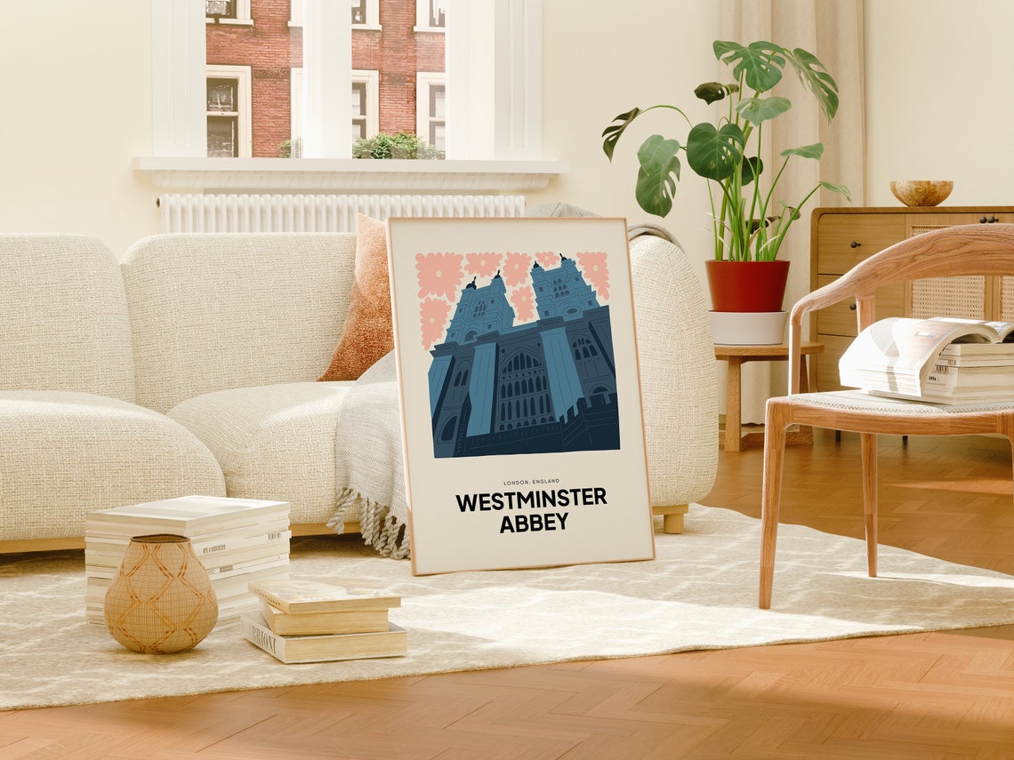 Westminster Abbey London Poster Westminster Abbey London Print Westminster Abbey Royal Church Travel Poster Westminster Abbey Trendy Art - Image 4