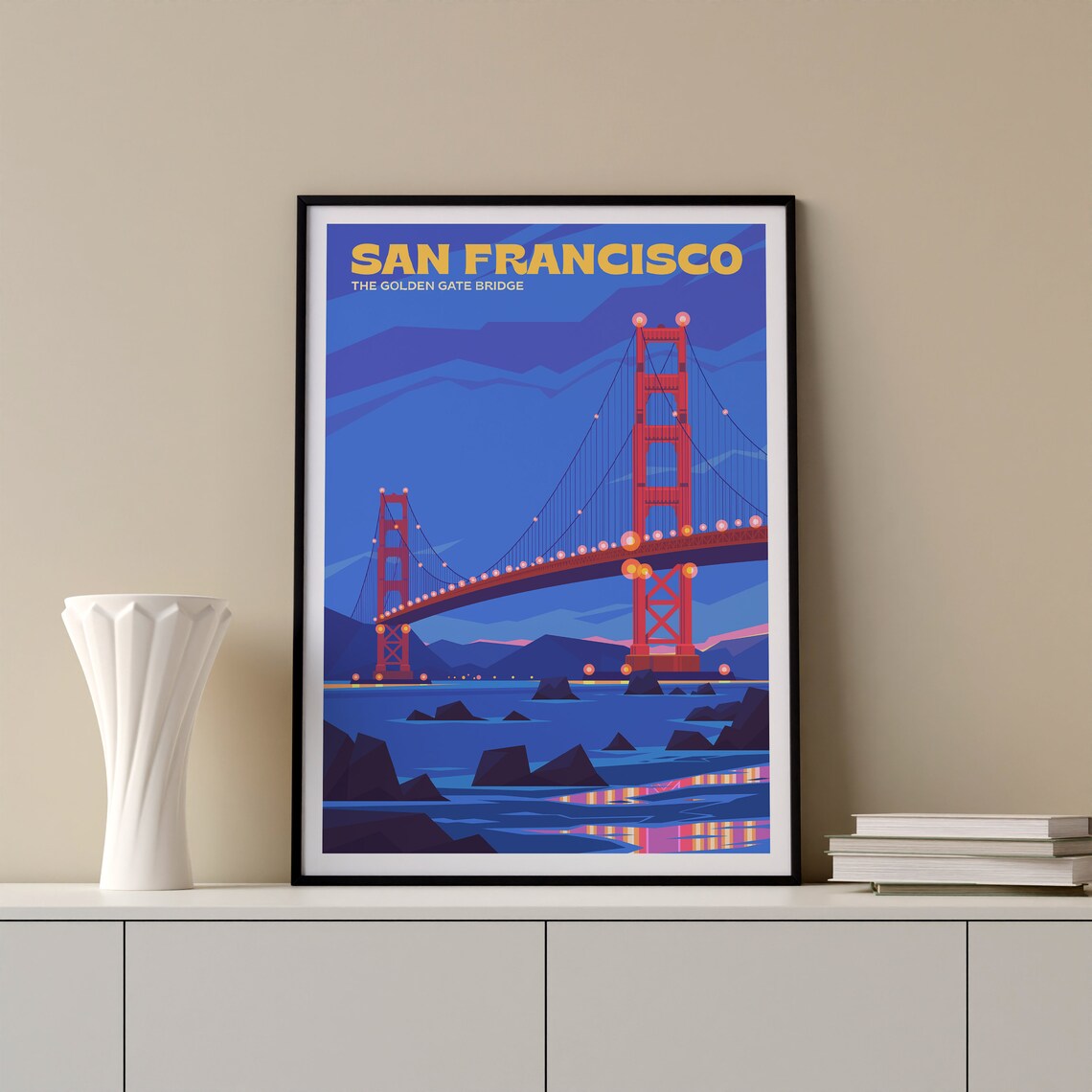 San Francisco California Travel Poster, Golden Gate Bridge - Image 2