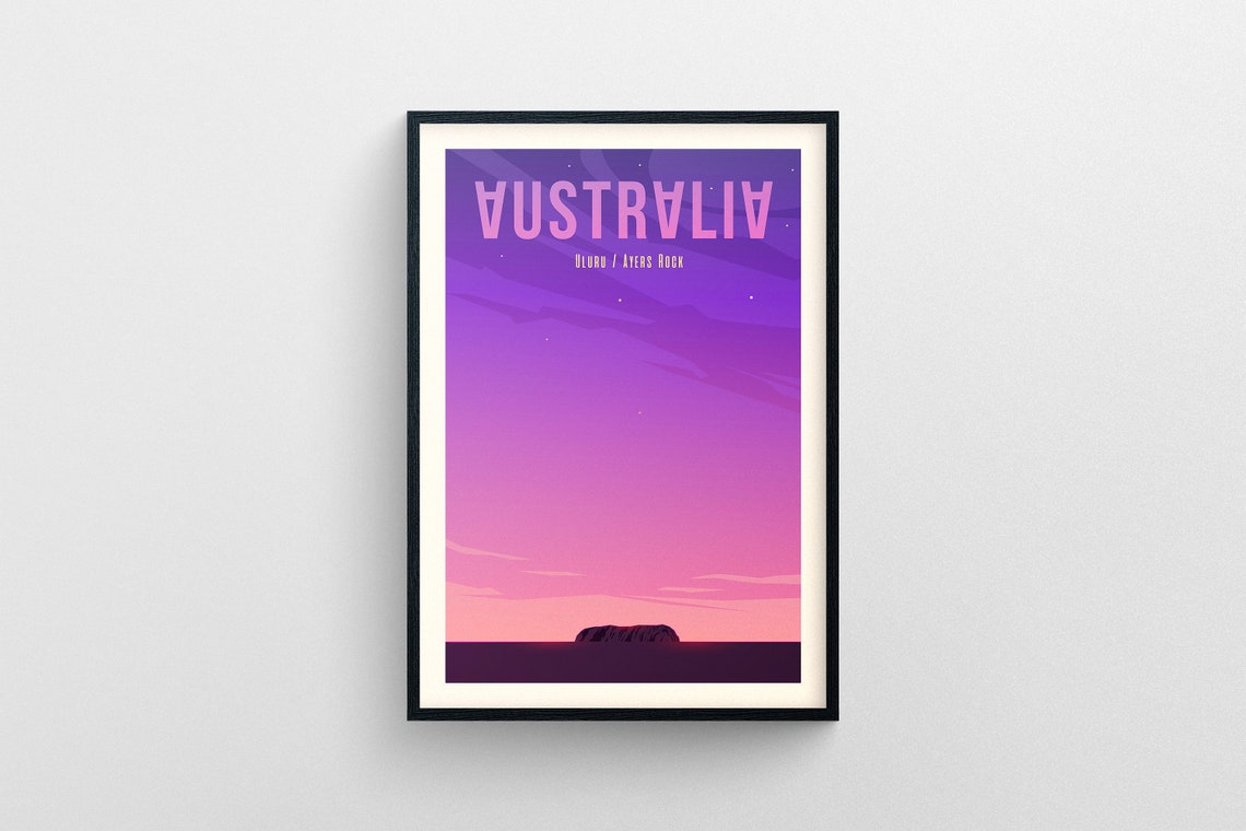 Australia Uluru Ayers Rock Sunset Minimalist Travel Wall Poster - Image 5