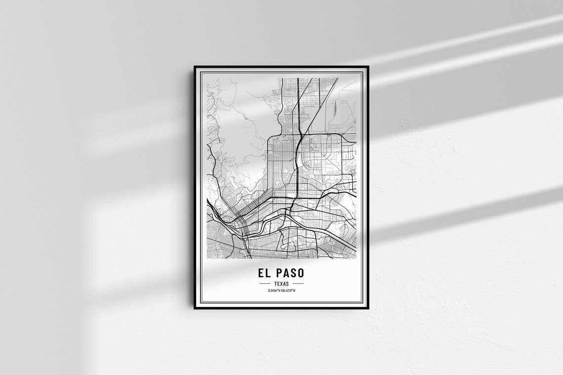 El Paso Texas City Map Minimalist Street Line Art Wall Poster - Image 4