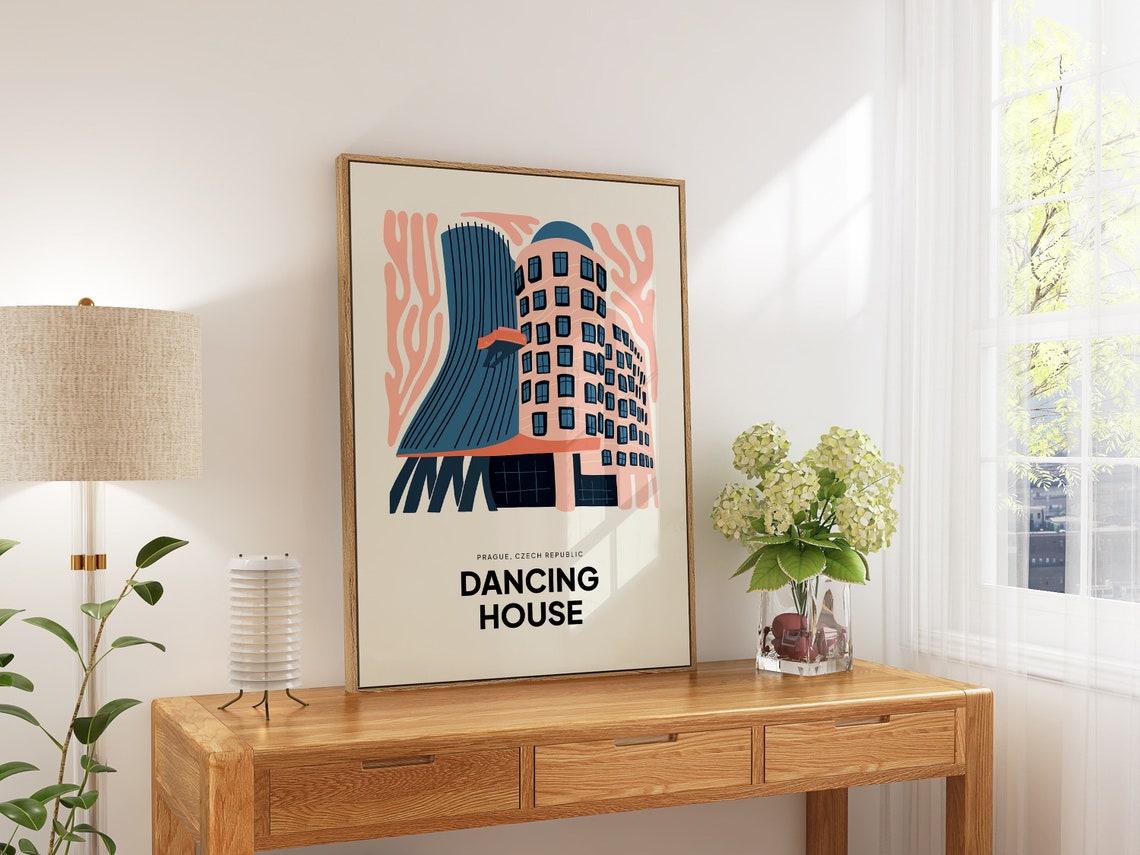 Dancing House Prague Poster Old Town Of Prague Print Prague Czech Republic Dancing House Travel Poster Travel Print Exhibition Trendy Art - Image 5